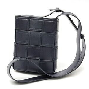 BOTTEGA VENETA Blue Leather Intrecciato Hobo Bag